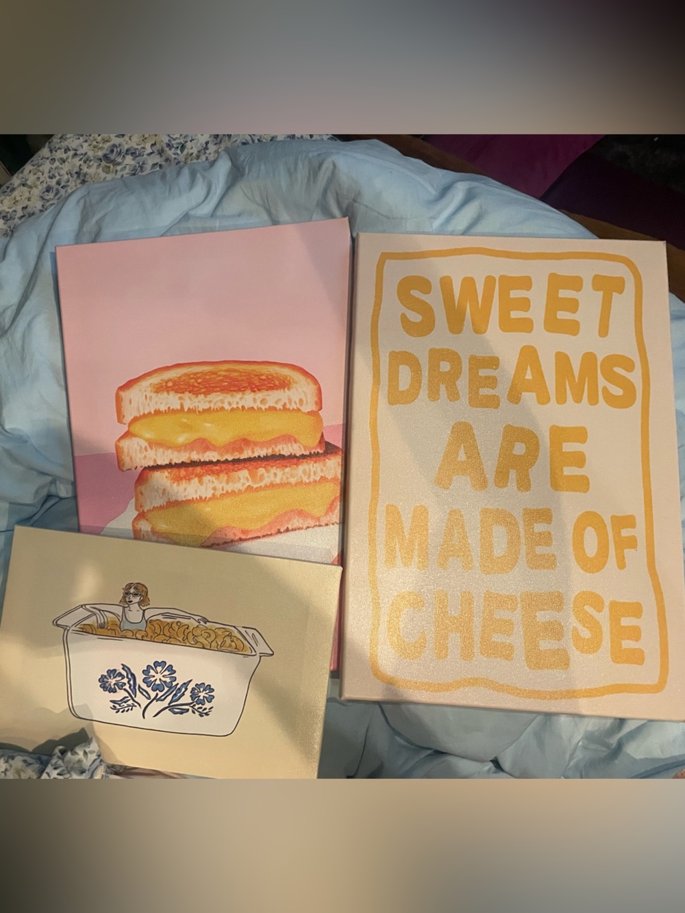 Sweet Dreams Are Made of Cheese Canvas Wall Art - Yellow & Pink